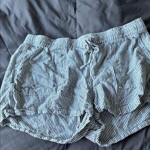 J. Crew Blue and White Striped High Waist Shorts